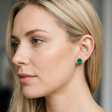 Yellow gold Oval Cut Emerald Stud Earrings_24