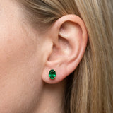 Yellow gold Oval Cut Emerald Stud Earrings_25