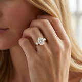 Yellow gold Oval Cut Five-Stone Prong Set Diamond Ring with Classic Band_14