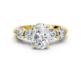 Yellow gold Oval Cut Five-Stone Prong Set Diamond Ring with Classic Band_43