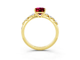 Yellow gold Oval Cut Garnet Cluster Side Stone Solitaire Ring with Prong Setting_27