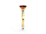 Yellow gold Oval Cut Garnet Engagement Ring with Side Stone Accents and Four-Prong Setting_62