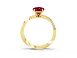 Yellow gold Oval Cut Garnet Engagement Ring with Side Stone Accents and Four-Prong Setting_63