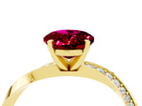 Yellow gold Oval Cut Garnet Engagement Ring with Side Stone Accents and Four-Prong Setting_64