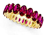 Yellow gold Oval Cut Garnet Eternity Band with Shared Prong Setting_1