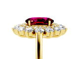 Yellow gold Oval Cut Garnet Floral Double Halo Engagement Ring with Prong Setting_54