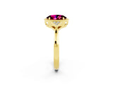 Yellow gold Oval Cut Garnet Halo Ring with Tapered Band and Four-Prong Setting_2