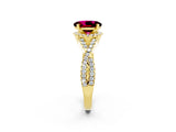 Yellow gold Oval Cut Garnet  Halo Twist Band Solitaire Prong Setting Ring_26