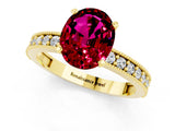 Yellow gold Oval Cut Garnet Milgrain Pavé Engagement Ring with Four-Prong Setting_13