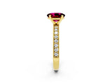 Yellow gold Oval Cut Garnet Milgrain Pavé Engagement Ring with Four-Prong Setting_14
