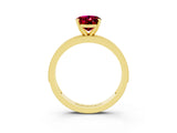 Yellow gold Oval Cut Garnet Milgrain Pavé Engagement Ring with Four-Prong Setting_15