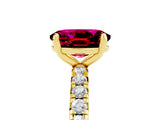 Yellow gold Oval Cut Garnet Pavé Solitaire Ring with Round Band and Prong Setting_29