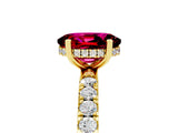 Yellow gold Oval Cut Garnet Pave Band Solitaire Ring with Four-Prong Setting_29