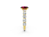 Yellow gold Oval Cut Garnet Prong Setting with Side Stones on a Pave Band_2