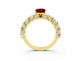 Yellow gold Oval Cut Garnet Prong Setting with Side Stones on a Pave Band_3