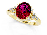 Yellow gold Oval Cut Garnet Ring with Side Stones and Four-Prong Setting_73