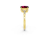 Yellow gold Oval Cut Garnet Ring with Side Stones and Four-Prong Setting_74