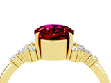 Yellow gold Oval Cut Garnet Ring with Side Stones and Four-Prong Setting_76