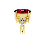 Yellow gold Oval Cut Garnet Ring with Side Stones and Four-Prong Setting_77