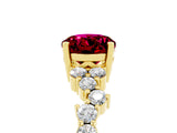 Yellow gold Oval Cut Garnet Scattered Round Accent Ring with Prong Setting_17
