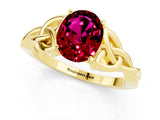 Yellow gold Oval Cut Garnet Solitaire Celtic Knot Ring with Four-Prong Setting_13