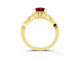 Yellow gold Oval Cut Garnet Solitaire Celtic Knot Ring with Four-Prong Setting_15
