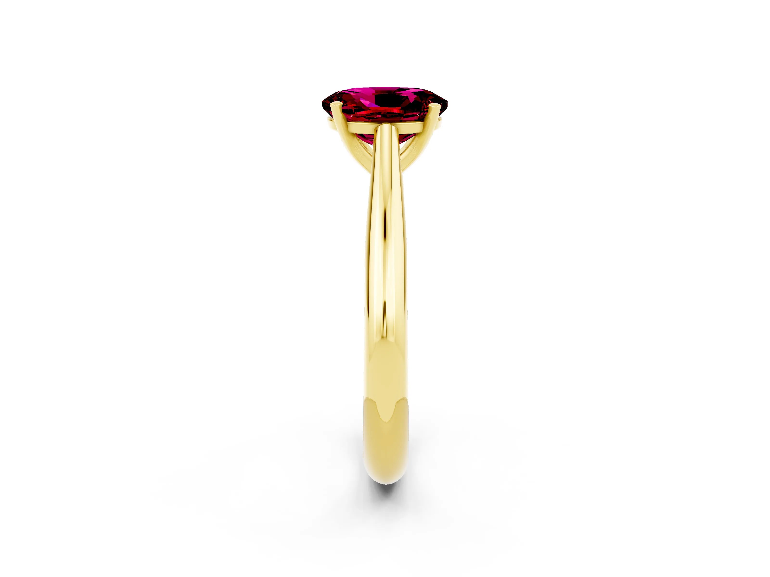 Yellow gold Oval Cut Garnet Solitaire Engagement Ring with Cathedral Setting and Four-Prong Mount_14