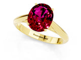 Yellow gold Oval Cut Garnet Solitaire Engagement Ring with Cathedral Setting and Four-Prong Mount_25
