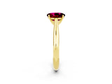 Yellow gold Oval Cut Garnet Solitaire Engagement Ring with Cathedral Setting and Four-Prong Mount_26
