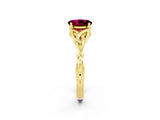 Yellow gold Oval Cut Garnet Solitaire Engagement Ring with Celtic Knot Band and Four-Prong Setting_2