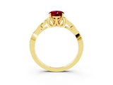 Yellow gold Oval Cut Garnet Solitaire Engagement Ring with Celtic Knot Band and Four-Prong Setting_3
