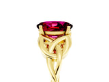 Yellow gold Oval Cut Garnet Solitaire Engagement Ring with Celtic Knot Band and Four-Prong Setting_5