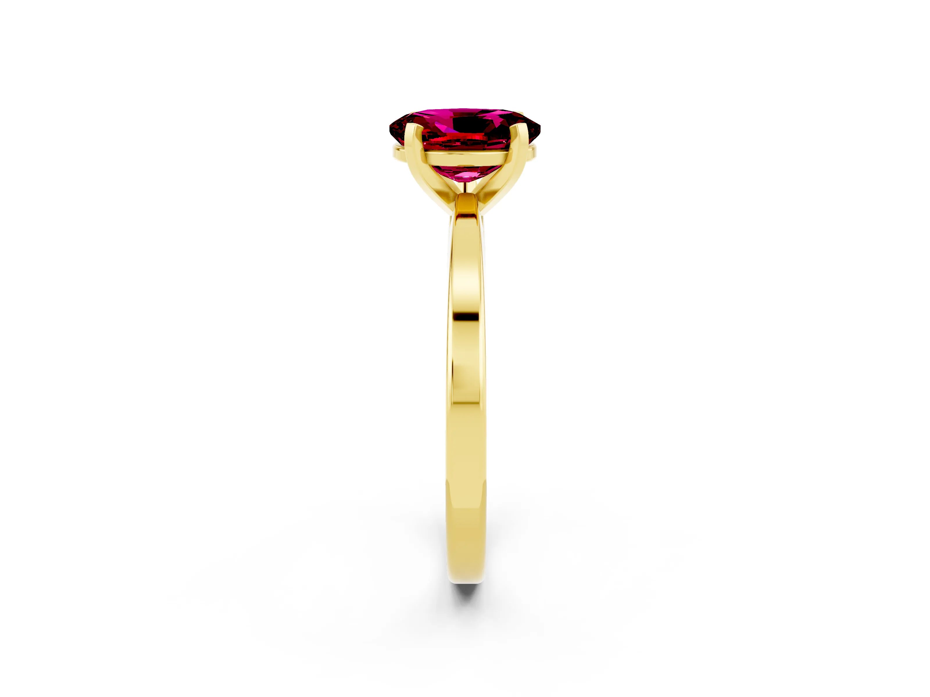 Yellow gold Oval Cut Garnet Solitaire Engagement Ring with Classic Band and Four-Prong Setting_26