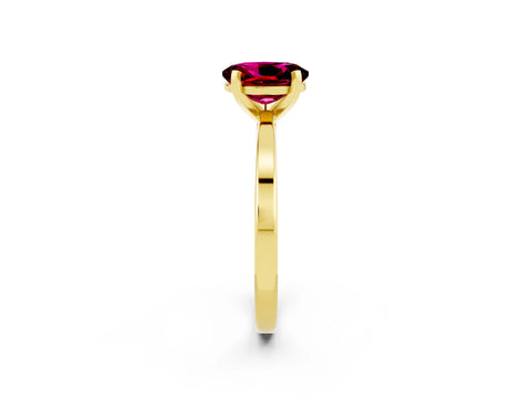Yellow gold Oval Cut Garnet Solitaire Engagement Ring with Classic Band and Four-Prong Setting_26