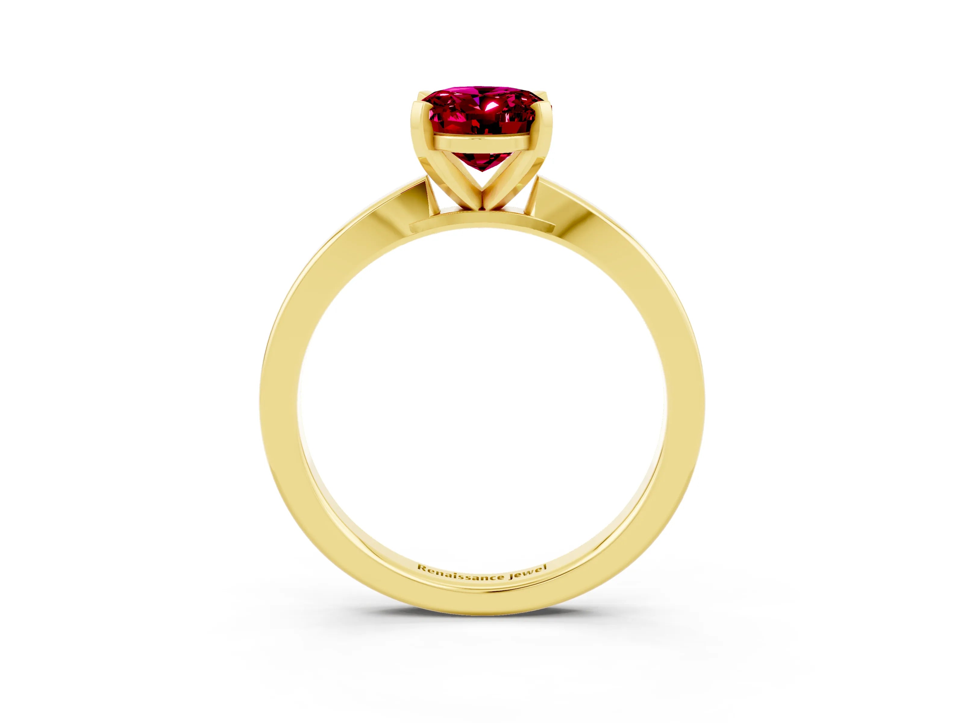Yellow gold Oval Cut Garnet Solitaire Engagement Ring with Classic Band and Four-Prong Setting_27