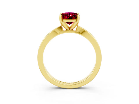 Yellow gold Oval Cut Garnet Solitaire Engagement Ring with Classic Band and Four-Prong Setting_27