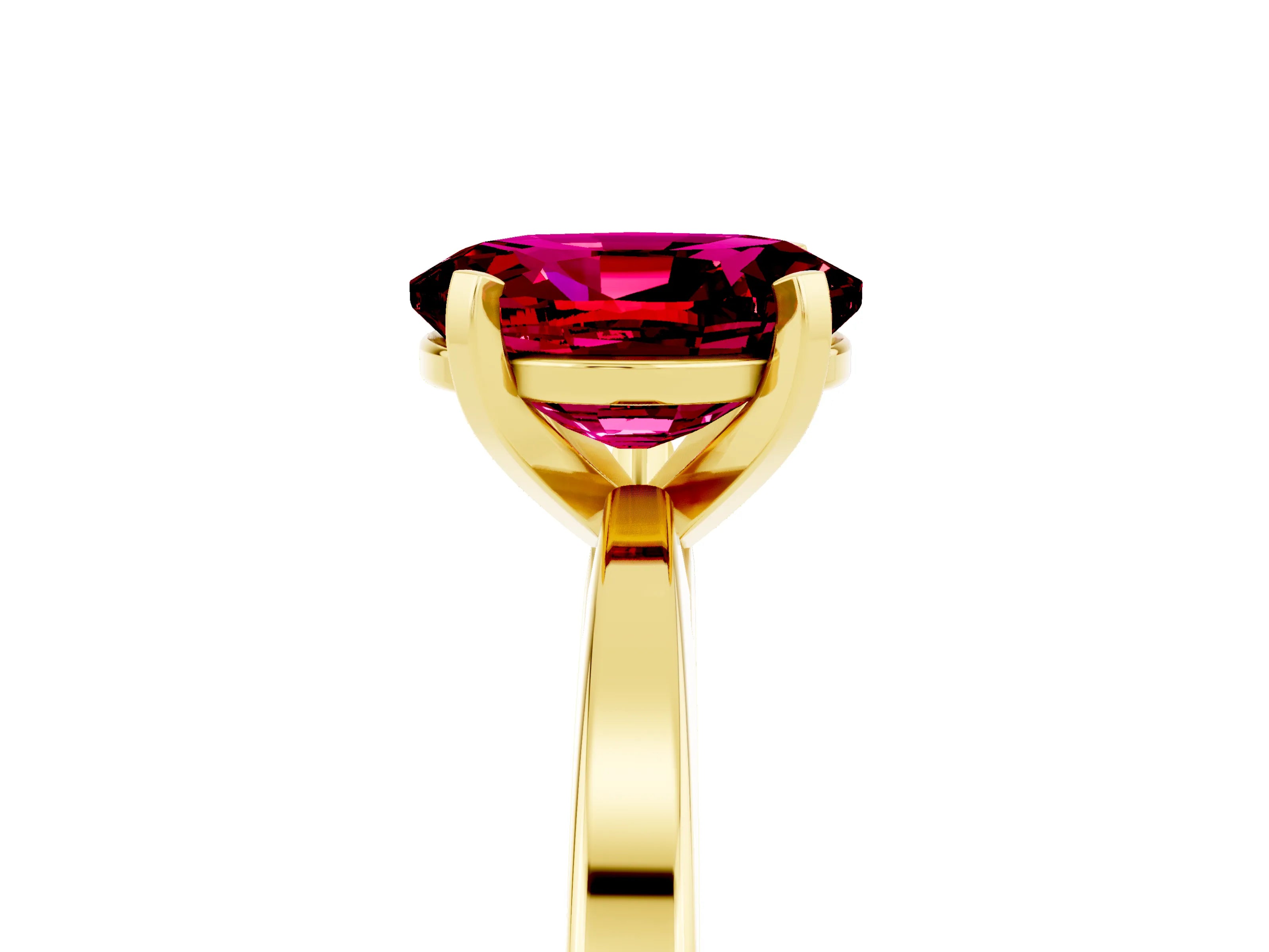 Yellow gold Oval Cut Garnet Solitaire Engagement Ring with Classic Band and Four-Prong Setting_29