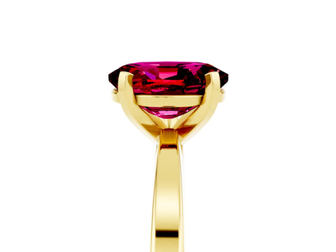 Yellow gold Oval Cut Garnet Solitaire Engagement Ring with Classic Band and Four-Prong Setting_29