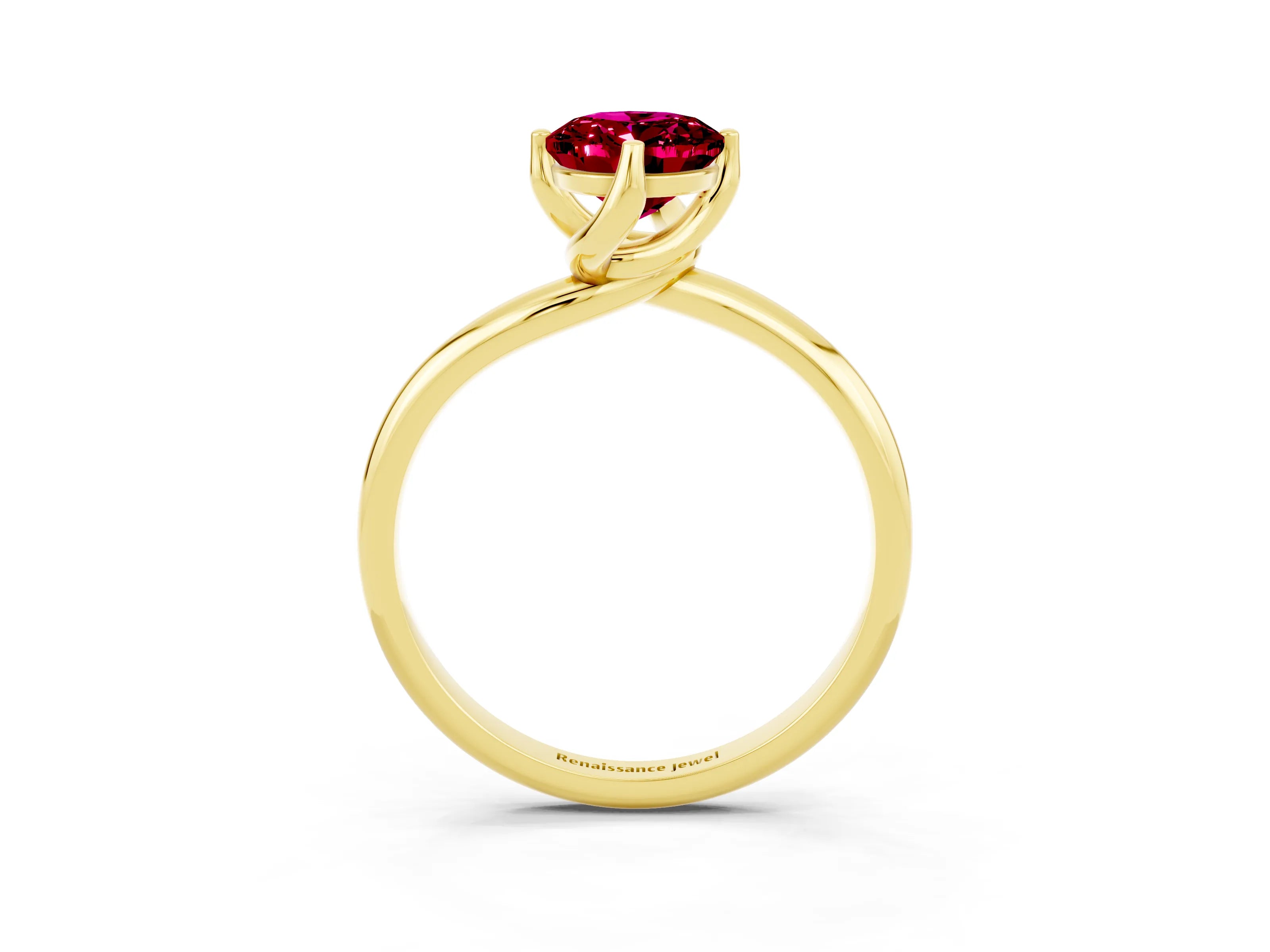 Yellow gold Oval Cut Garnet Solitaire Engagement Ring with Four-Prong Setting and Classic Band_15