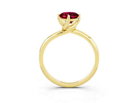 Yellow gold Oval Cut Garnet Solitaire Engagement Ring with Four-Prong Setting and Classic Band_15