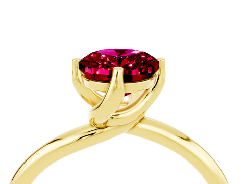Yellow gold Oval Cut Garnet Solitaire Engagement Ring with Four-Prong Setting and Classic Band_16
