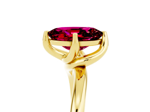 Yellow gold Oval Cut Garnet Solitaire Engagement Ring with Four-Prong Setting and Classic Band_17