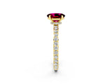 Yellow gold Oval Cut Garnet Solitaire Engagement Ring with Pavé Band and Four-Prong Setting_2
