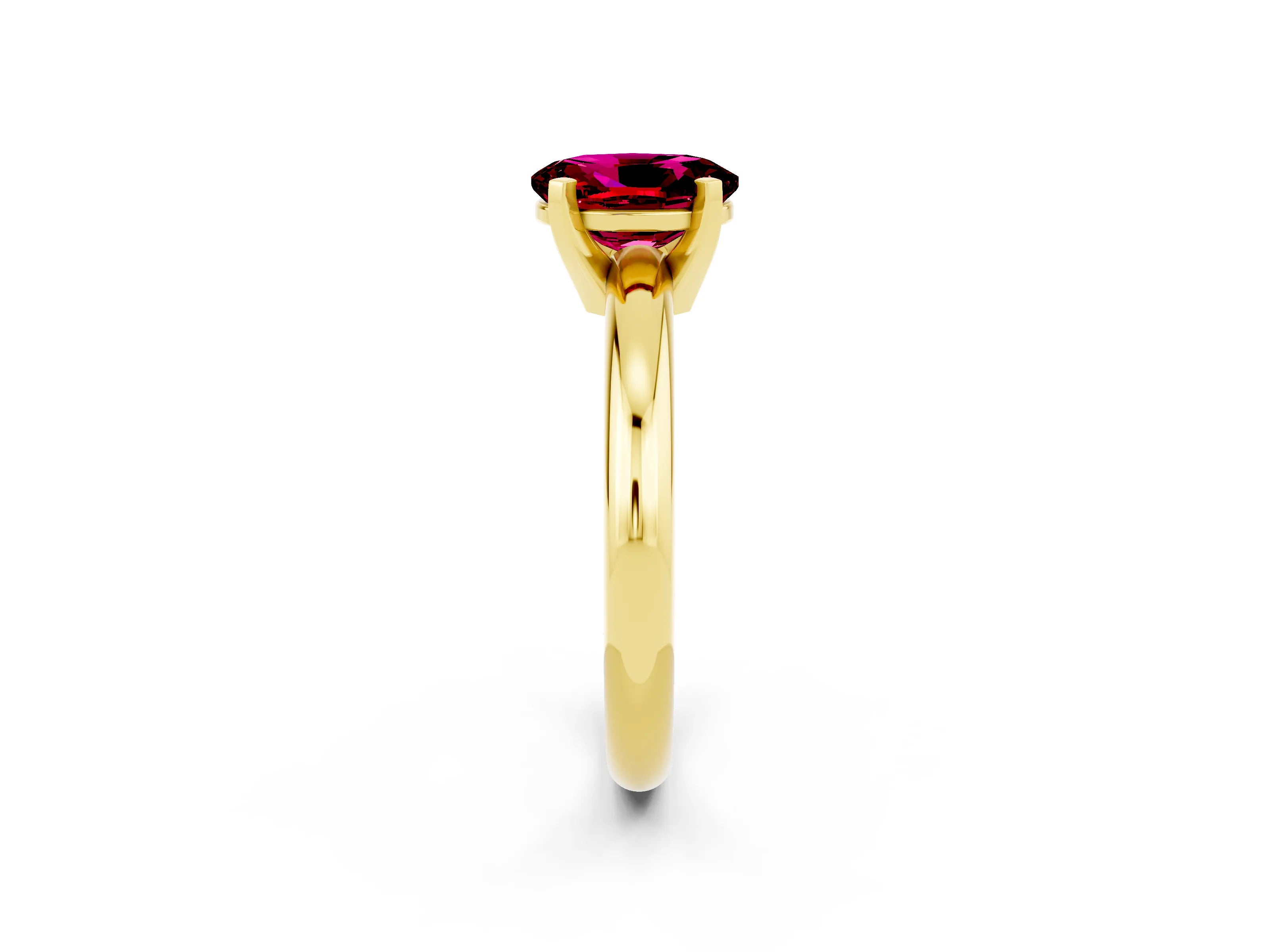 Yellow gold Oval Cut Garnet Solitaire Engagement Ring with Round Band and Four-Prong Setting_2
