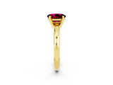 Yellow gold Oval Cut Garnet Solitaire Engagement Ring with Round Band and Four-Prong Setting_2