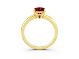 Yellow gold Oval Cut Garnet Solitaire Engagement Ring with Round Band and Four-Prong Setting_3
