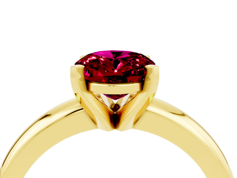 Yellow gold Oval Cut Garnet Solitaire Engagement Ring with Round Band and Four-Prong Setting_4