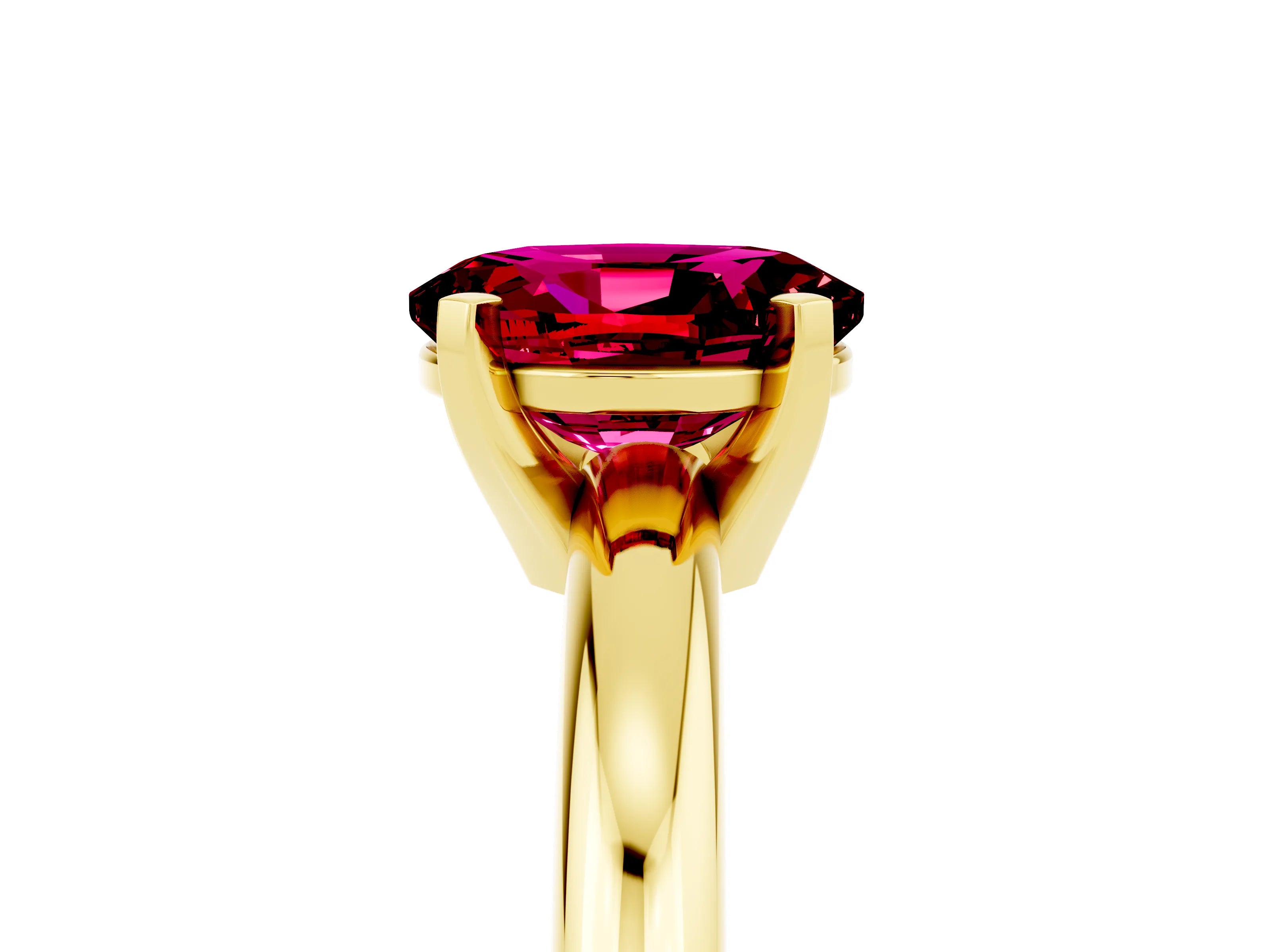 Yellow gold Oval Cut Garnet Solitaire Engagement Ring with Round Band and Four-Prong Setting_5