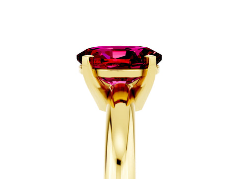 Yellow gold Oval Cut Garnet Solitaire Engagement Ring with Round Band and Four-Prong Setting_5