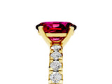 Yellow gold Oval Cut Garnet Solitaire Pavé Engagement Ring with Round Band and Prong Setting_77
